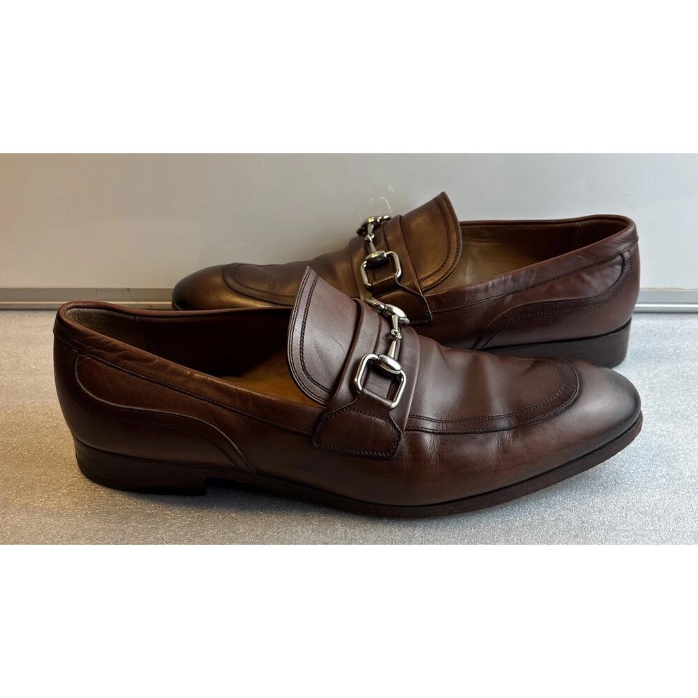 Gucci Horsebit Loafers Brown Men 8.5 Slip-On Leather Italy 337043 - Picture 2 of 11